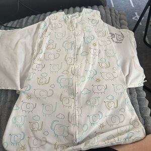 Halo Elephant Print Sleep Sack - White and Blue